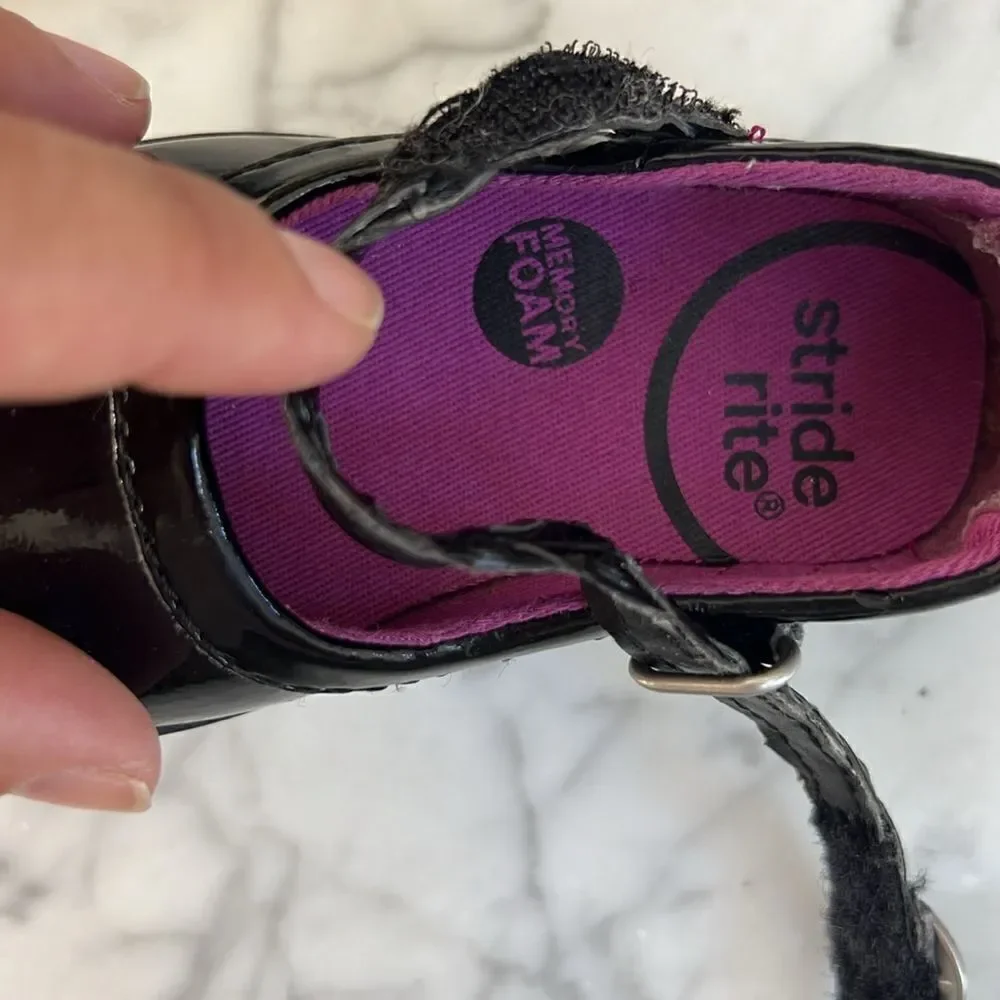 Stride Rite Baby Brielle Black Patent Leather Braided Mary Jane Ballet Flat 4.5